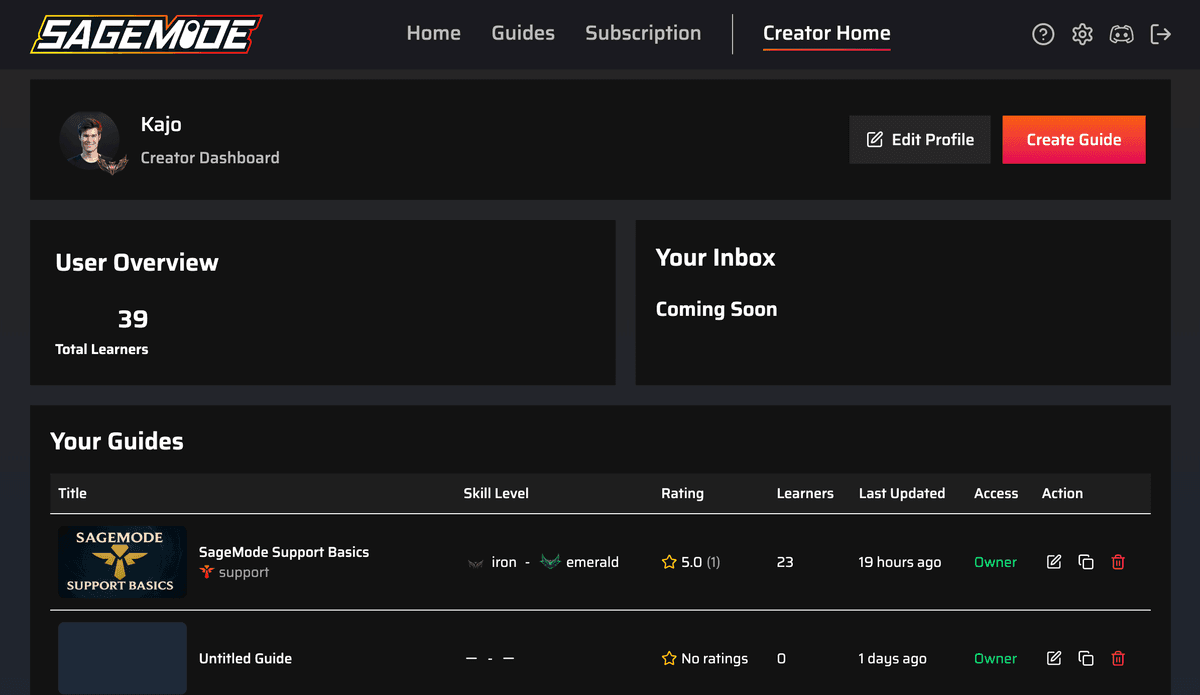 Creator Dashboard Preview